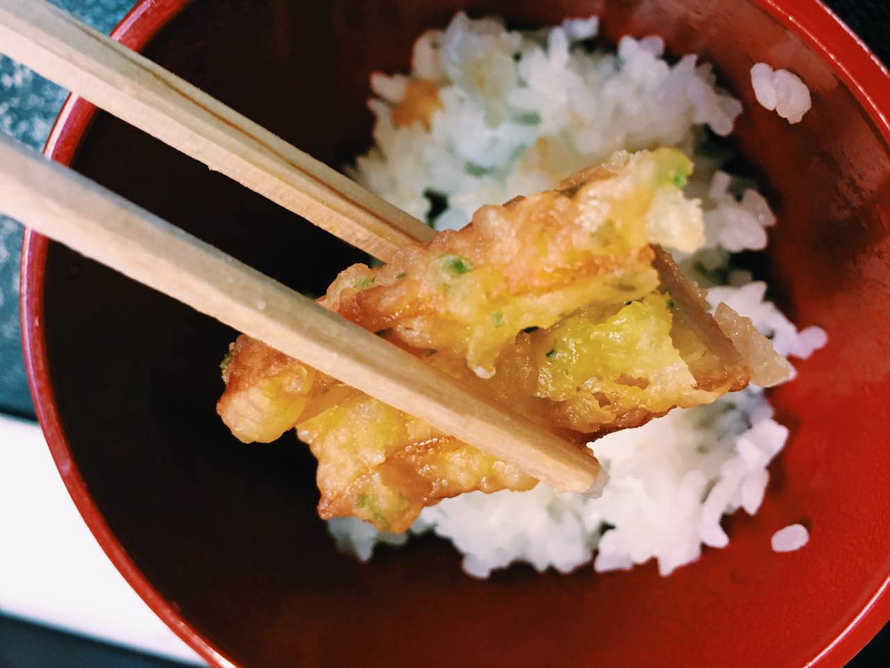 かき揚げ + 白米